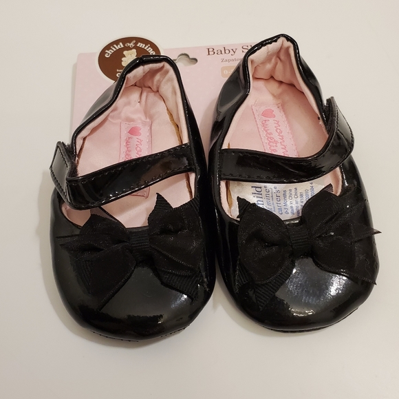 Carter's Baby Girl 0-3months Black Flats with Bow - Picture 1 of 4
